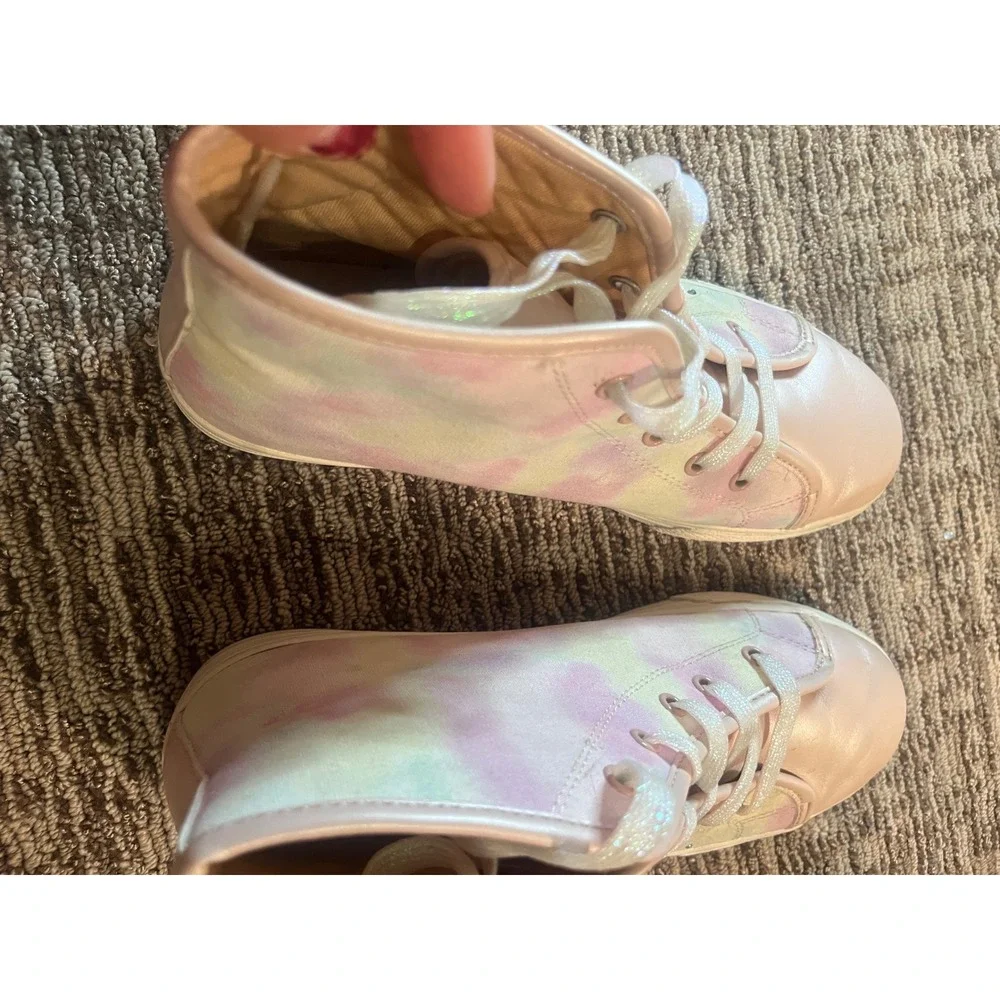 Childrens Place Girls Tie Dye Rhinestone High Top Sneakers Pink Pastel Size 6